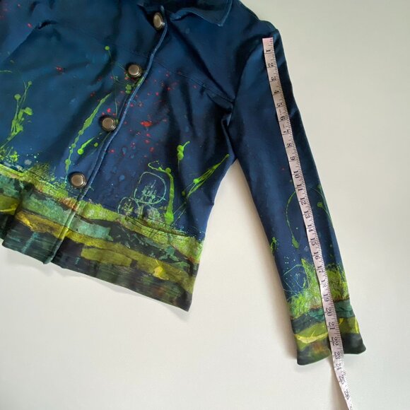 Simply Art Dolcezza Blue Green Fall Button Up Jacket S M - Picture 11 of 13